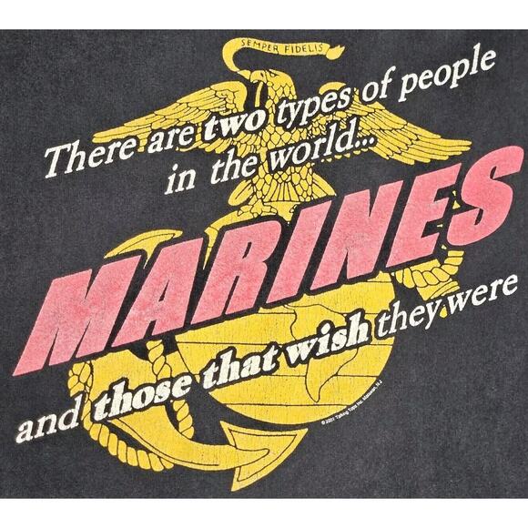 Vtg US Marines T-Shirt Two Types People Y2K Black Tennessee River Mens 2XL 2001 - Picture 3 of 10